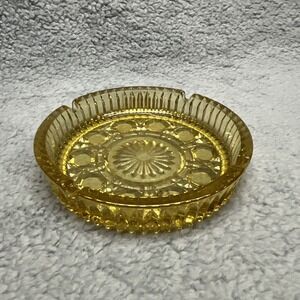 Gold Sunburst Glass Ashtray Mid Century Modern Honey Yellow Vintage Atomic MCM